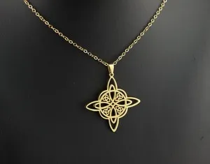 Authentic Gold Plated Witch Knot Necklace: Celtic Pendant