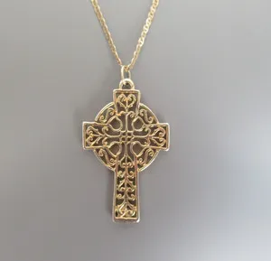 Authentic Retired Donna Celtic Cross Openwork Pendant Sterling Silver - Gold Plated