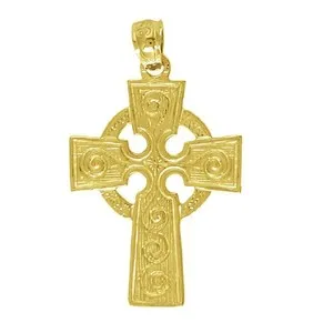 Authentic Sterling Silver Yellow Gold Plated Necklace w/ Celtic Cross Pendant Charm