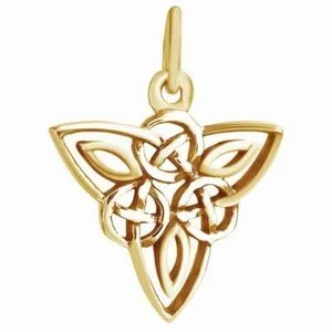 Authentic Celtic Triquetra Knot Pendant For Women's 14K Yellow Gold Plated Sterling Silver