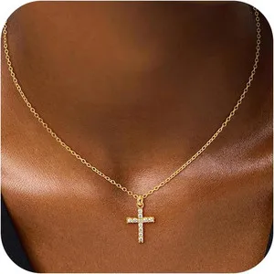 Authentic The Golden Path of Devotion: 14K Gold Plated Dainty Cross Pendant