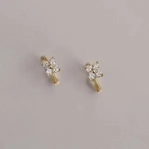 Authentic 1Ctw Round Cut Real Moissanite Small Huggie Hoop Earrings 14K Yellow Gold Plated