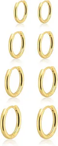 Authentic Small Gold Huggie Hoop Earrings Set for Women 14K Real Gold Plated Hypoallergeni