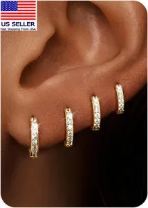 Authentic Small Gold Silver Hoop Earrings Set for Women - Hypoallergenic 14K Gold Plated E
