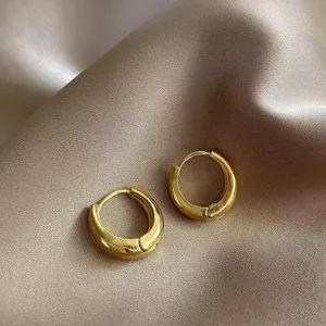 Authentic 18K Gold Plated Chunky Huggie Hoop Earrings 11mm Small Thick Hoop Earrings 151