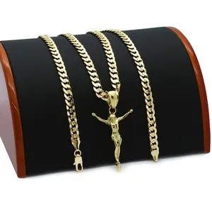 Authentic The Golden Radiance of the Nazarene Small Pendant with Cuban Chain