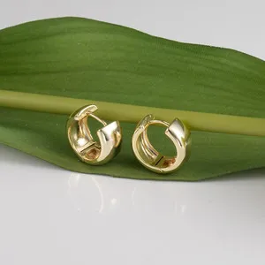 Authentic Small Chunky Gold Hoop Earrings for Women Men 14K Gold Plated Thick Huggie Mi...