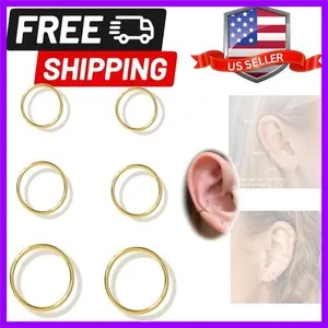 Authentic Small Gold Hoop Earrings, Lightweight 14K Gold Plated Huggie Hoop Earrings fo...