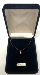 Authentic Small Diamond Pendant Necklace w Gold Plated Chain