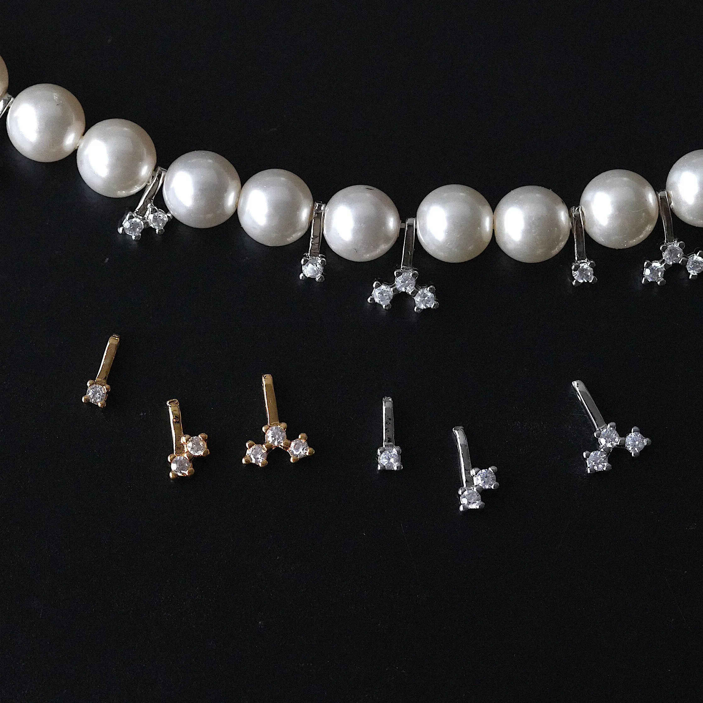 Authentic Celestial Stardust Brass and Zircon Spacer Beads Set