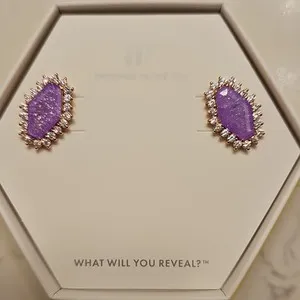 Authentic Luminescent Protection: Purple Marquise Crystal Rose Gold Plated Stud Earrings