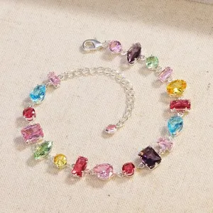 Authentic Women's Colourful Crystal Zircon Necklace Gold Plated Party Jewelry