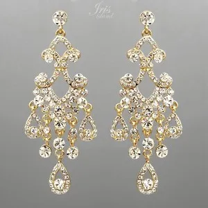 Authentic Radiant Cascades of Starlight Gold-Plated Chandelier Earrings