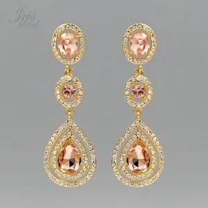 Authentic Sacred Harmony: Peach Crystal Wedding Earrings for Eternal Love