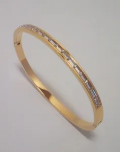 Authentic Gold Plated Clear CZ Crystal Pave 4mm Bracelet Women's