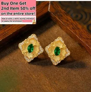 Authentic Buccellati Crystal Stud Earrings Flower Dainty Gemstone 18K Gold Plated