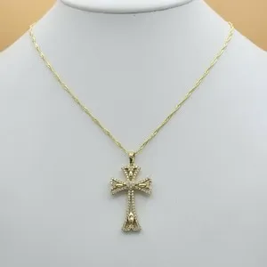 Authentic Celestial Cross‑Heart Amulet – 14K Gold‑Plated with Icy Crystal