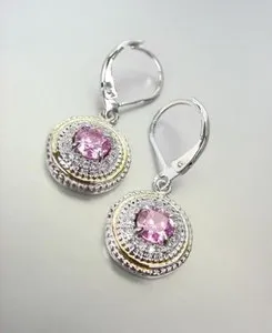 Authentic Ethereal Petals: Pink Topaz and Radiant Gold-Plated Leverback Earrings