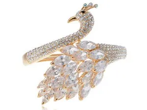 Authentic Swarovski Crystal Gold Plated Peacock Bangle Bracelet | 5 colors