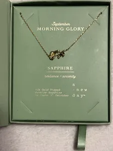 Authentic A Day Sapphire & Crystal Gold Plated Flower Pendant Necklace 16+3in