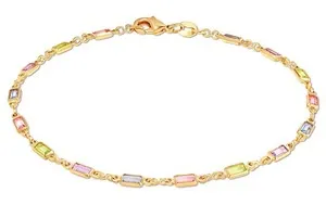 Authentic Barzel 18K Gold Plated Baguette Multi Stone Crystal Bracelet For Women, 7.5 I...