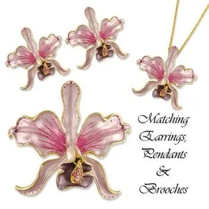 Authentic GOLD PLATED CRYSTAL ORCHID FLOWER EARRINGS MADE WITH SWAROVSKI ELEMENTS