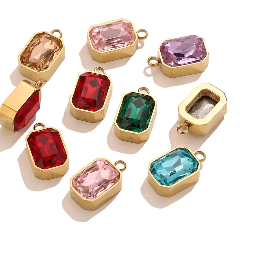 Authentic 3pcs/LOT Glass Crystal Rectangle Charms for DIY Earrings Necklace Bracelet Jewelry Making Accessories