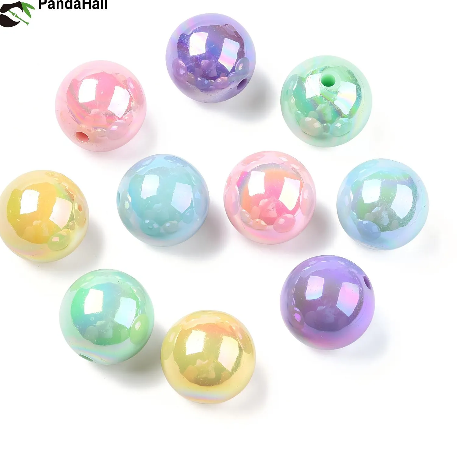 Authentic PandaHall 100Pcs 20mm Acrylic Crystal Beads Round Spacer Beads AB Color Crafts Beads for Necklace Bracelet Jewelry Making