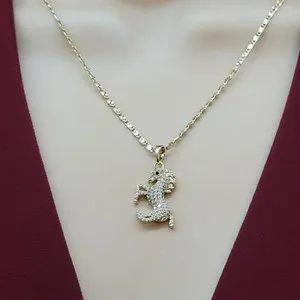 Authentic 14K Gold Plated Icy Crystal Cute Horse Pendant. Spirit Power Necklace