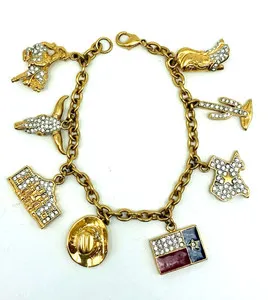 Authentic Spirit Of Texas Bracelet 24K Gold Plated Bracelet With 8 Rhinestone Accents