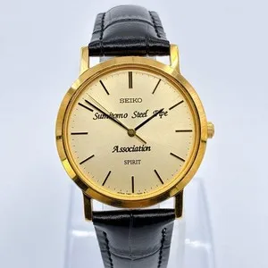Authentic SEIKO Spirit 7N01-7060 Quartz Watch Champagne Gold Dial Gold Plated Working