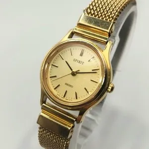 Authentic Seiko Spirit Quartz Gold Plated Womens Dress Watch For Parts Japan