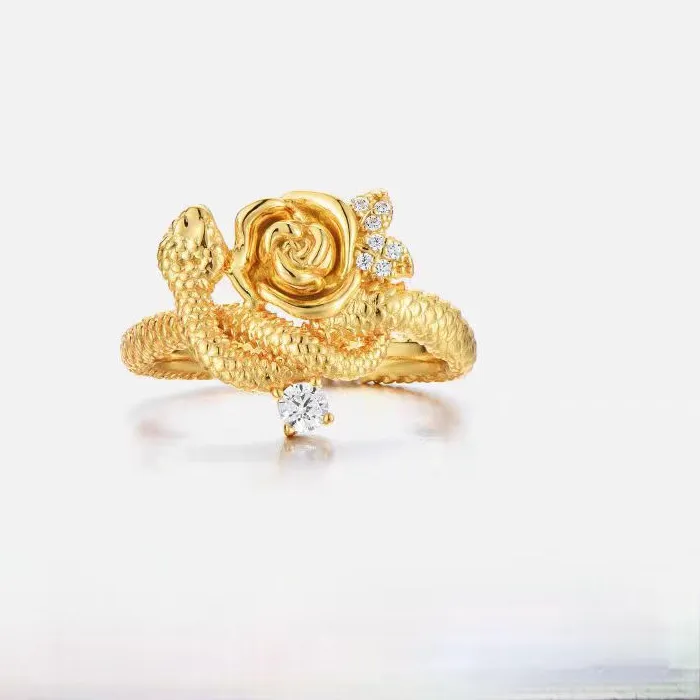 Authentic The Golden Serpent Embrace Open Ring