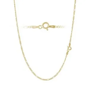 Authentic Gold Plated Sterling Silver Figaro Chain Necklace Bracelet Anklet - 2mm Width