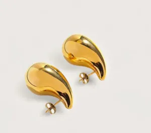 Authentic Droplet of Serenity: 18K Gold Plated Water-Resistant Earrings