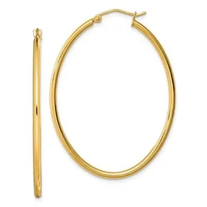 Authentic 46mm Gold-Plated Sterling Silver Oval Hollow Hoop Earrings