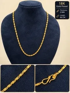 Authentic 18K Gold Plated 2mm Fine Chain Necklace 46cm Lightweight Jewellery