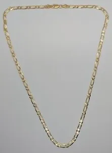 Authentic Gold Plated Sterling Silver Figaro Necklace with Lobster Clasp 18-Inch/46cm