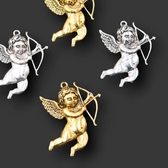 Authentic Retro Cupid Pendant Love Charm Love Angel Charm Love God Arrow Charm Silver Plated Pendant Valentine's 46*36mm A171 4pcs