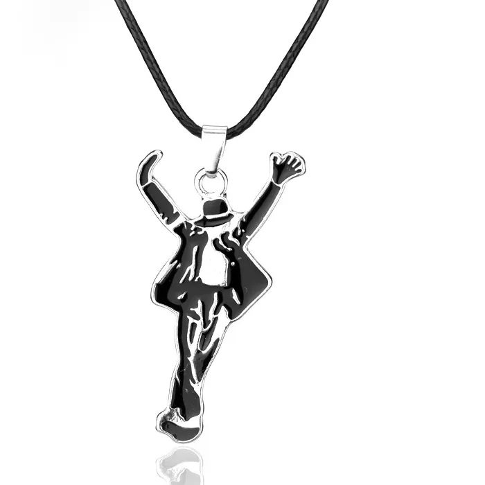 Authentic Pop Dancer MJ Necklace Hip Hop Dancing Suit Pendant Charm Rope Enamel Jewelry