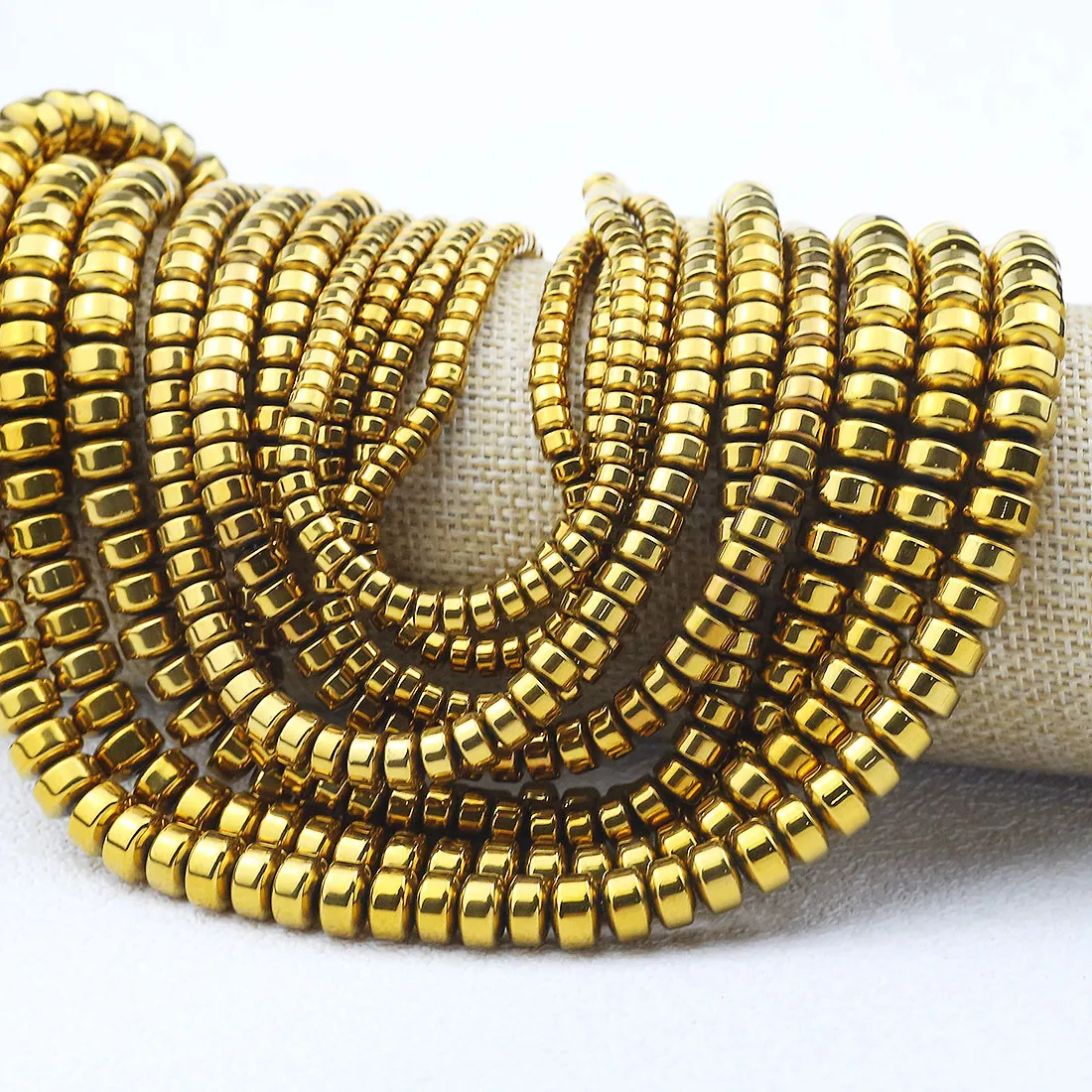 Authentic 3 4 6 8Mm Golden Flat Round Ancient Beads Hematite Spacer Loose Beads For Jewelry Diy Bracelets Earrings Necklaces Accessories