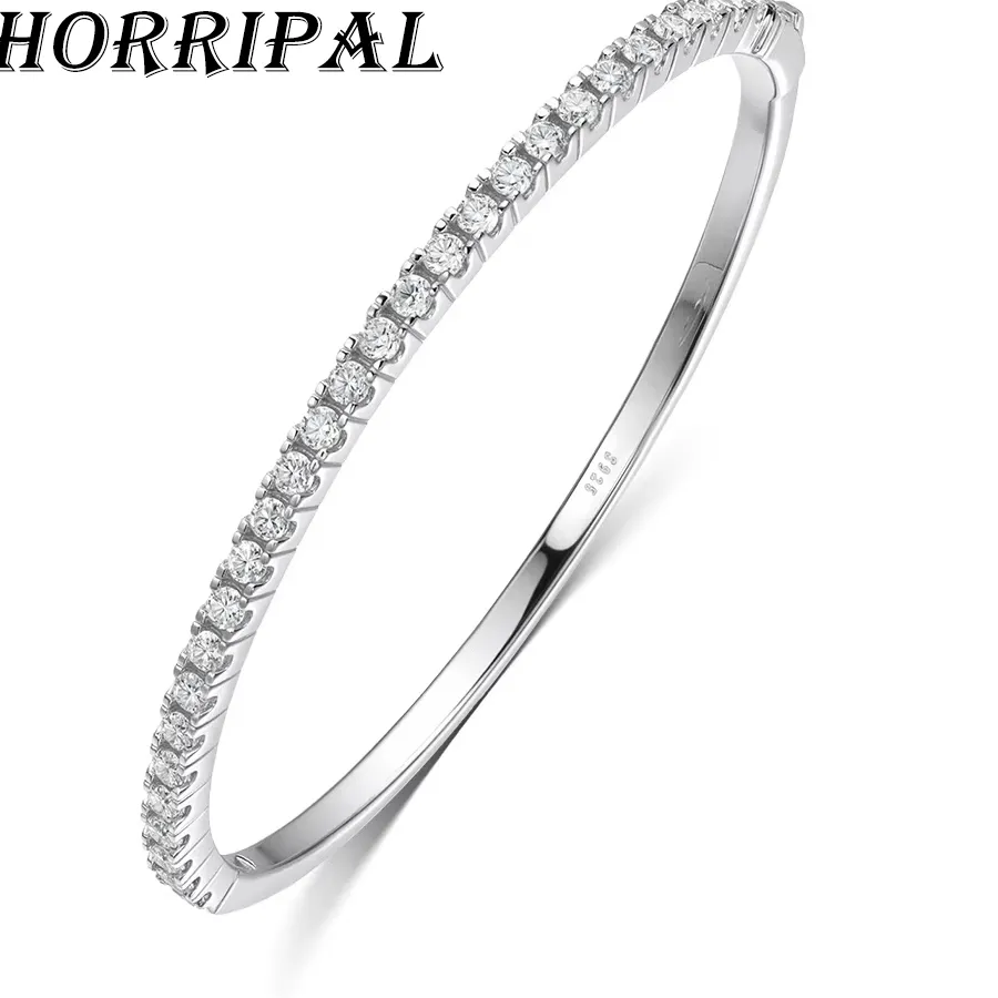 Authentic Horripal D Vvs1 2.5Mm Moissanite Bracelet 925 Sterling Silver Plated 18K White Gold Waterproof Bangle Jewelry