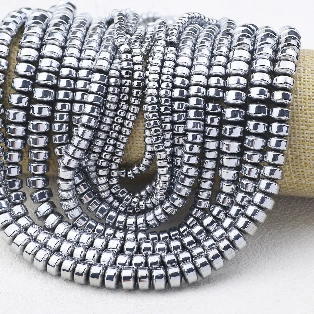 Authentic 3/4/6/8mm Flat Cylindrical Silvery Antique Bead Hematite Spacer Loose Beads For Jewelry Making DIY Bracelet Earrings Accessories