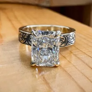 Authentic Celestial Radiant Moissanite Heirloom - Ethereal Vintage Vow Talisman