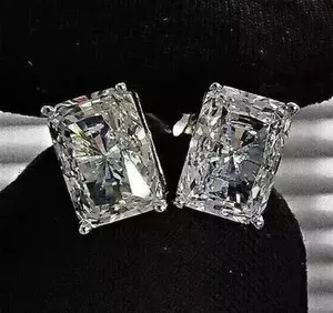 Authentic Radiant Luminescence Moissanite Studs - Astral Clarity 14K White Gold Plated Talisman