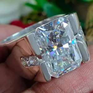 Authentic The Celestial Luminary Radiant Moissanite Solitaire Ring in 14k White Gold Plating
