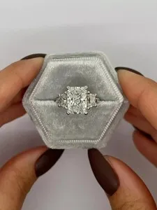 Authentic 4Ct Radiant Lab Created Diamond Solitaire Engagement Ring 14K White Gold Plated