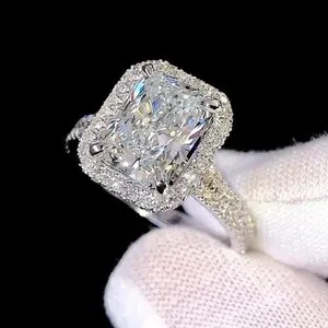 Authentic 3Ct Radiant Cut Lab-Created Diamond Womens Engagement Ring 14K White Gold Plated