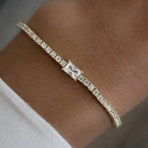 Authentic Radiant Solar Aura 10-Carat Celestial Tennis Bracelet in 14K Gold