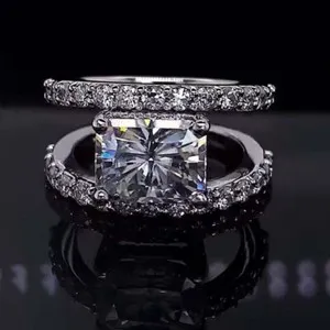 Authentic 14k White Gold Plated 2.80 CTW Radiant Cut Solitaire Moissanite Engagement Ring